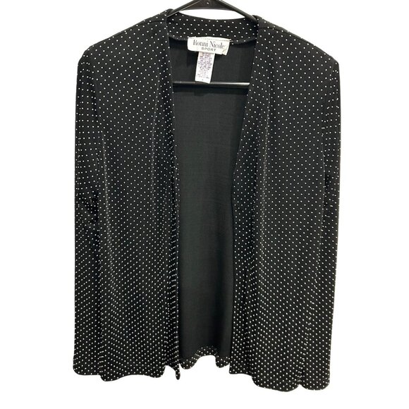 Vintage Ronni Nicole Sport Black White Polka Dot Open Front Cardigan SZ Medium - Picture 1 of 7